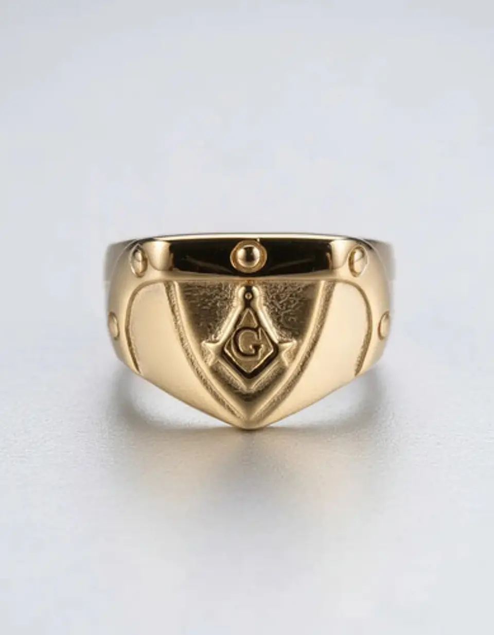 Anillo Hombre Masón Masonería De Acero Color Oro 6