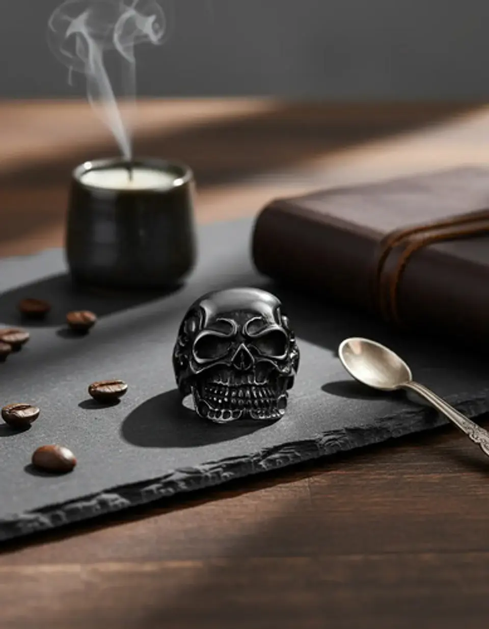 Anillo Para Hombre Color Negro Calavera Cráneo Skull Acero 3