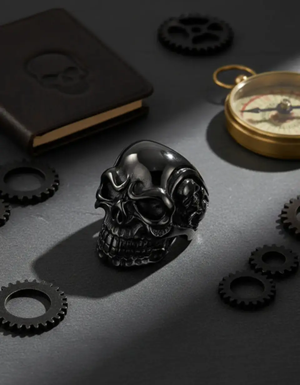 Anillo Para Hombre Color Negro Calavera Cráneo Skull Acero 6