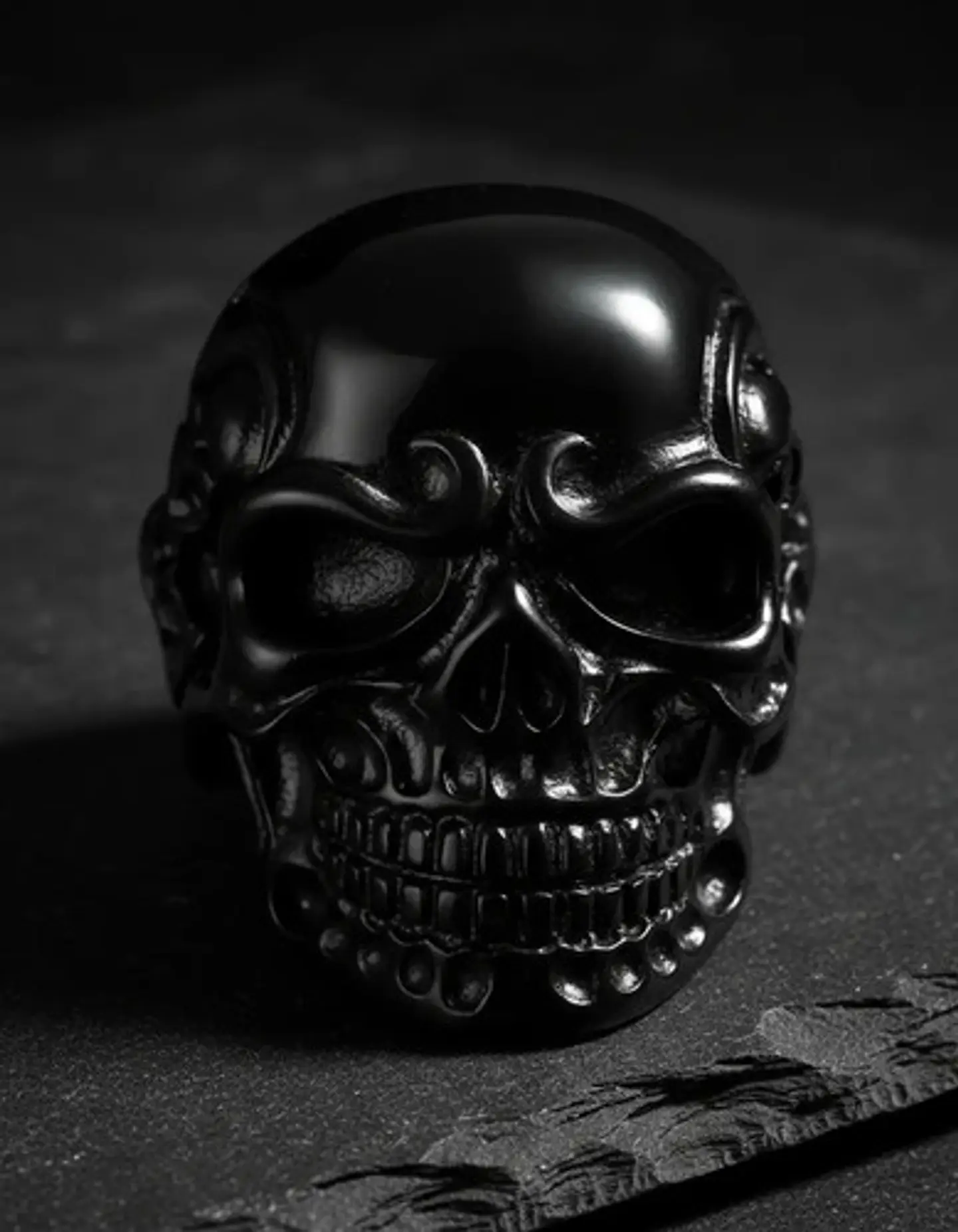 Anillo Para Hombre Color Negro Calavera Cráneo Skull Acero 9