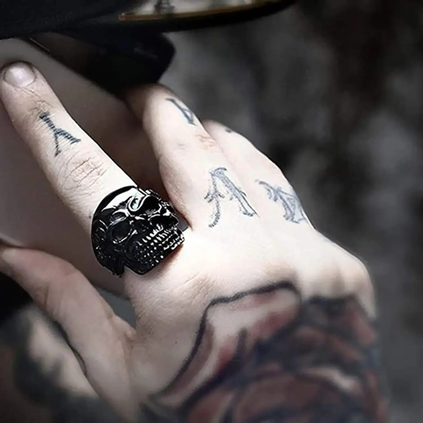 Anillo Para Hombre Color Negro Calavera Cráneo Skull Acero 10