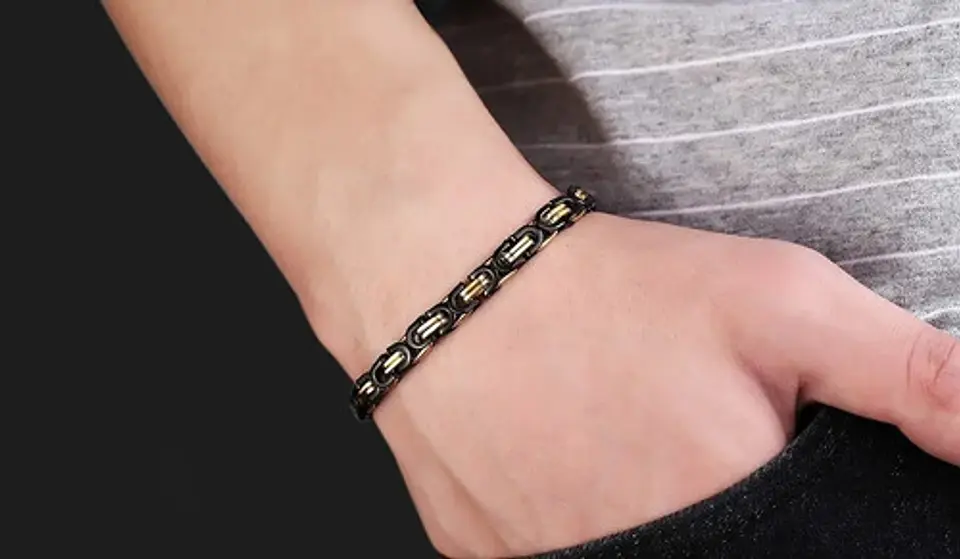 Manilla Pulsera Brazalete Bizantina Acero Inoxidable Hombre 3