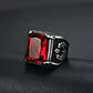 Anillo Color Plata Piedra Roja Acero Inoxidable Para Hombre - Miniatura 2