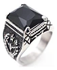 Anillo Color Plata Piedra Roja Acero Inoxidable Para Hombre - Miniatura 7