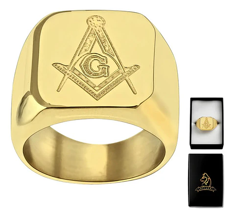 Anillo Masón Color Plata Color Oro Acero Inoxidable Hombre