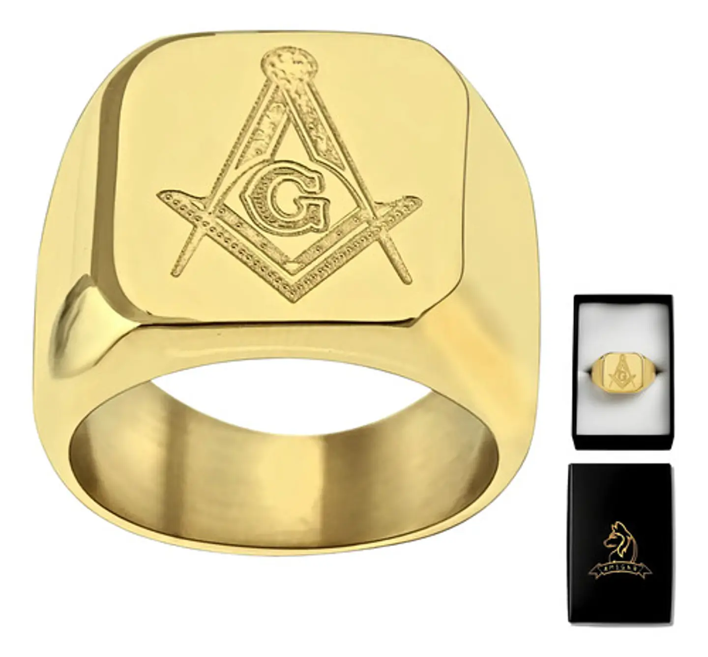 Anillo Masón Color Plata Color Oro Acero Inoxidable Hombre 1