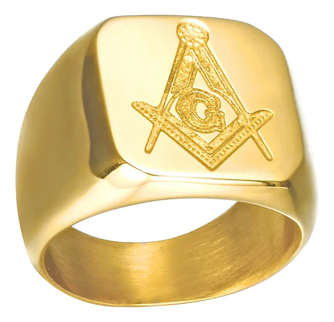 Anillo Masón Color Plata Color Oro Acero Inoxidable Hombre