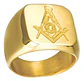 Anillo Masón Color Plata Color Oro Acero Inoxidable Hombre - Miniatura 2