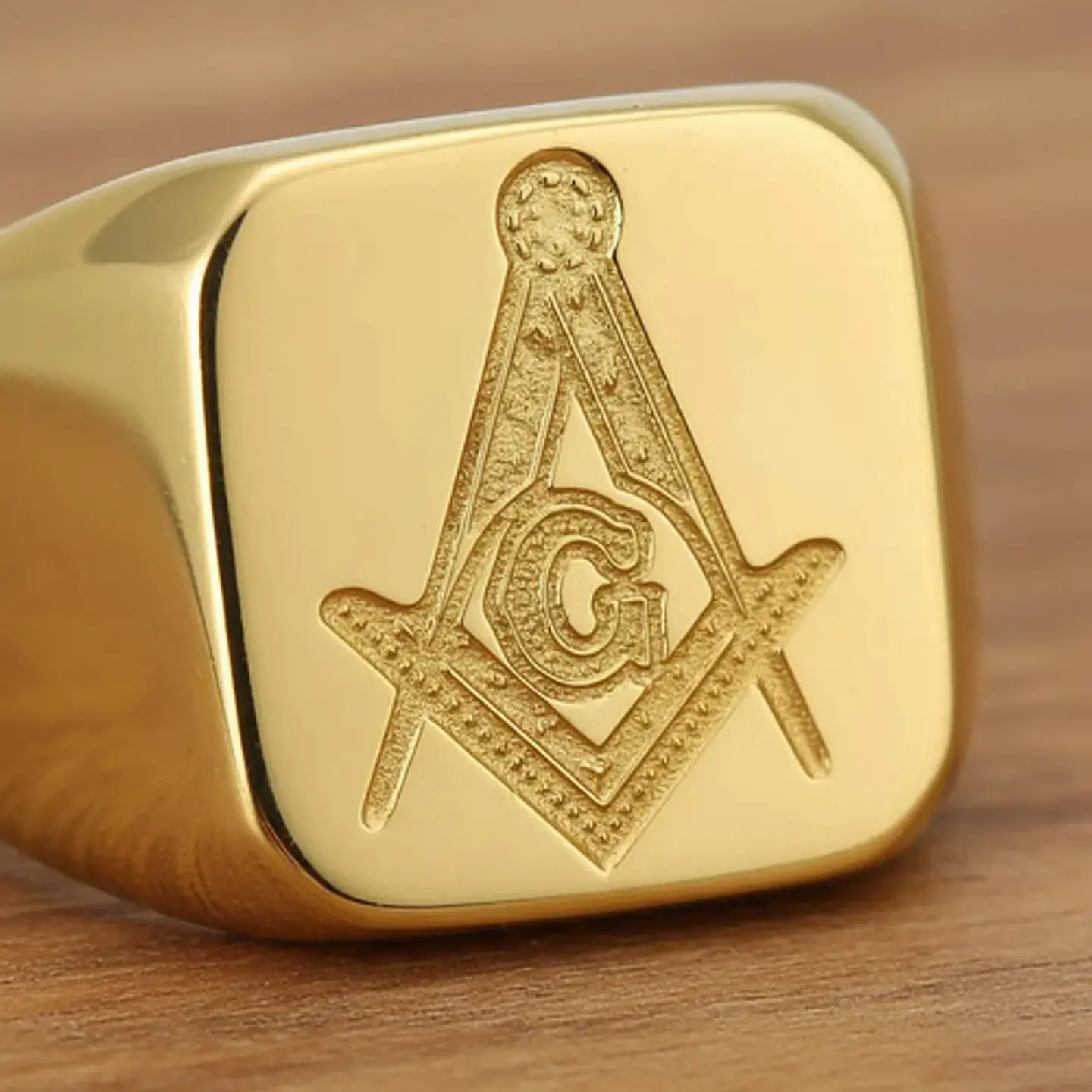 Anillo Masón Color Plata Color Oro Acero Inoxidable Hombre 10