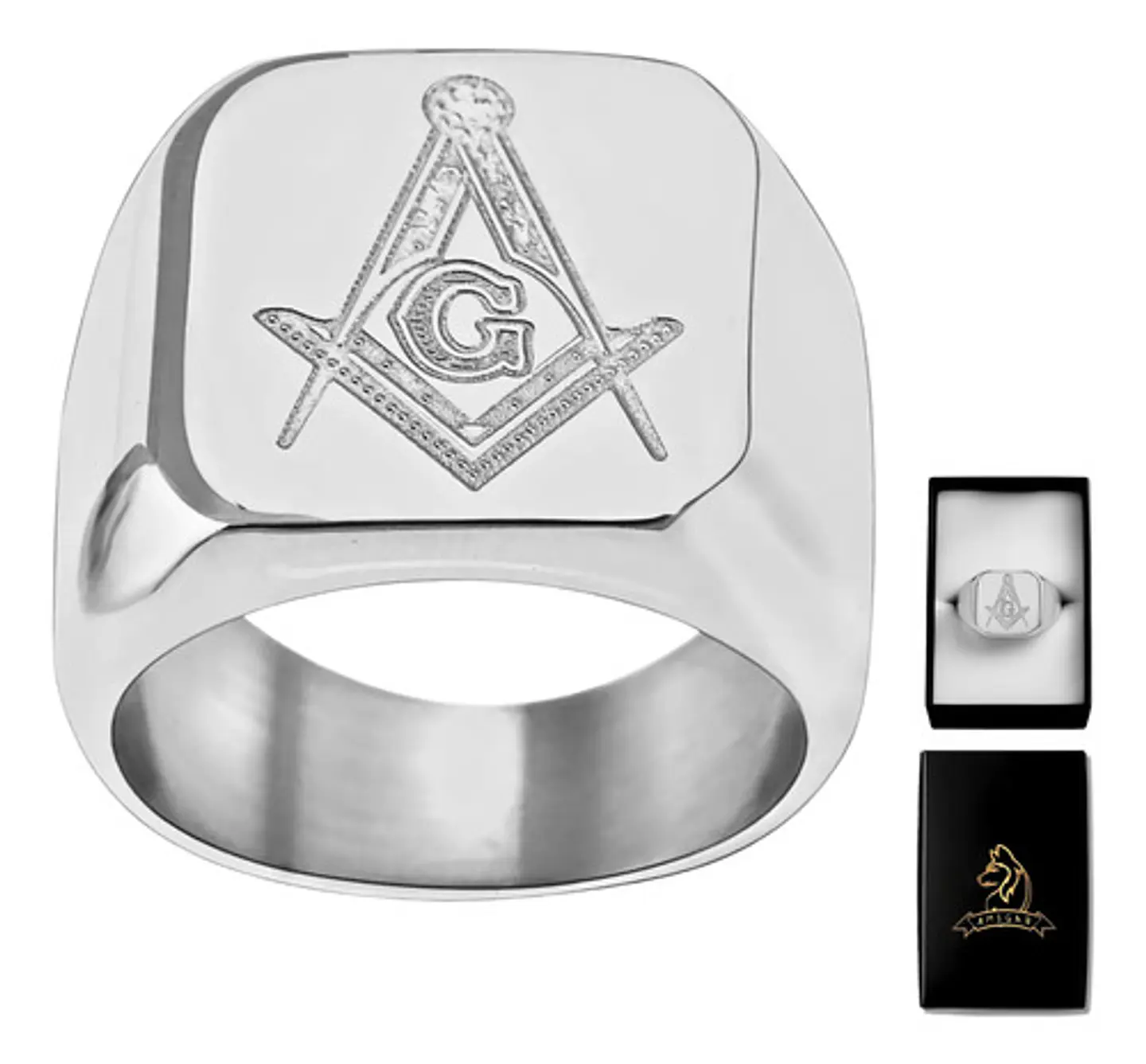 Anillo Masón Color Plata Color Oro Acero Inoxidable Hombre 11