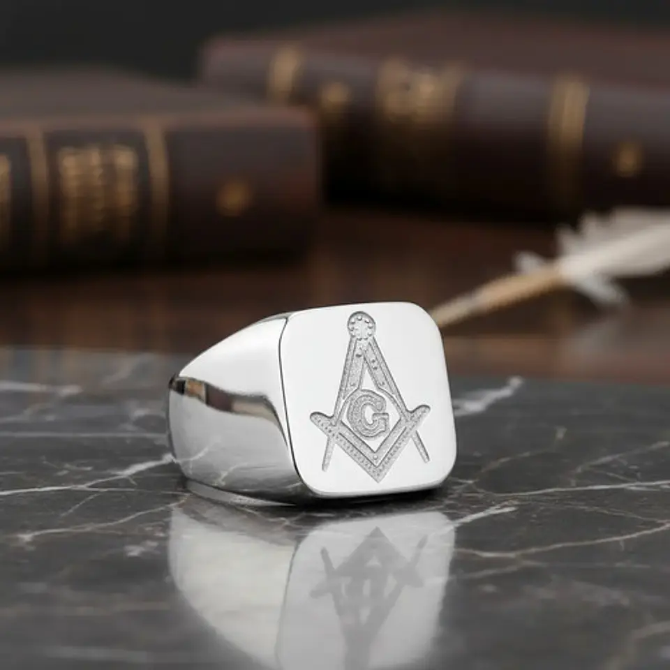 Anillo Masón Color Plata Color Oro Acero Inoxidable Hombre 16