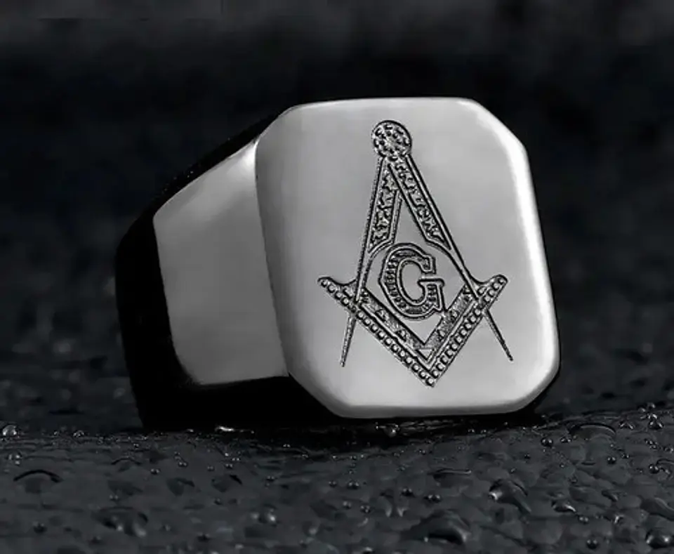 Anillo Masón Color Plata Color Oro Acero Inoxidable Hombre 26