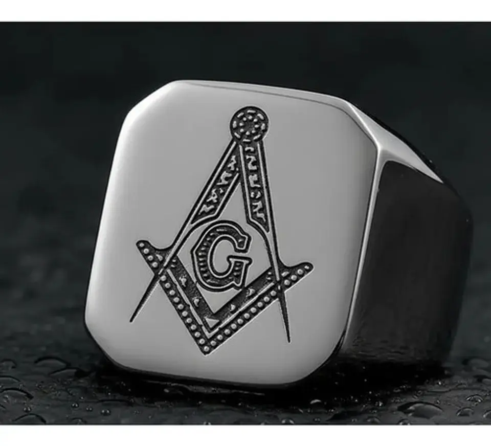 Anillo Masón Color Plata Color Oro Acero Inoxidable Hombre 27