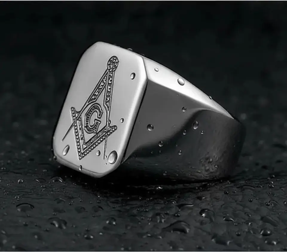 Anillo Masón Color Plata Color Oro Acero Inoxidable Hombre 28