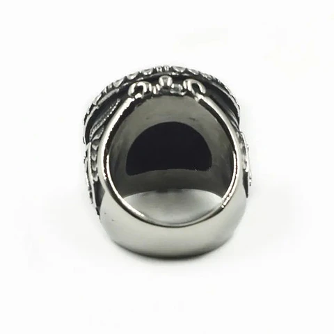 Anillo Color Plata Arcángel Amuleto Acero Inoxidable Hombre