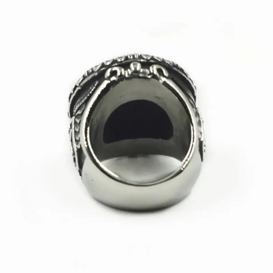 Anillo Color Plata Arcángel Amuleto Acero Inoxidable Hombre 2