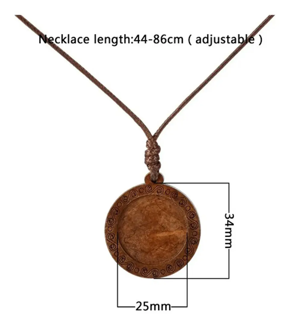Collar Madera Cristal Cristal Luna Artesanal Hombre Y Mujer 2