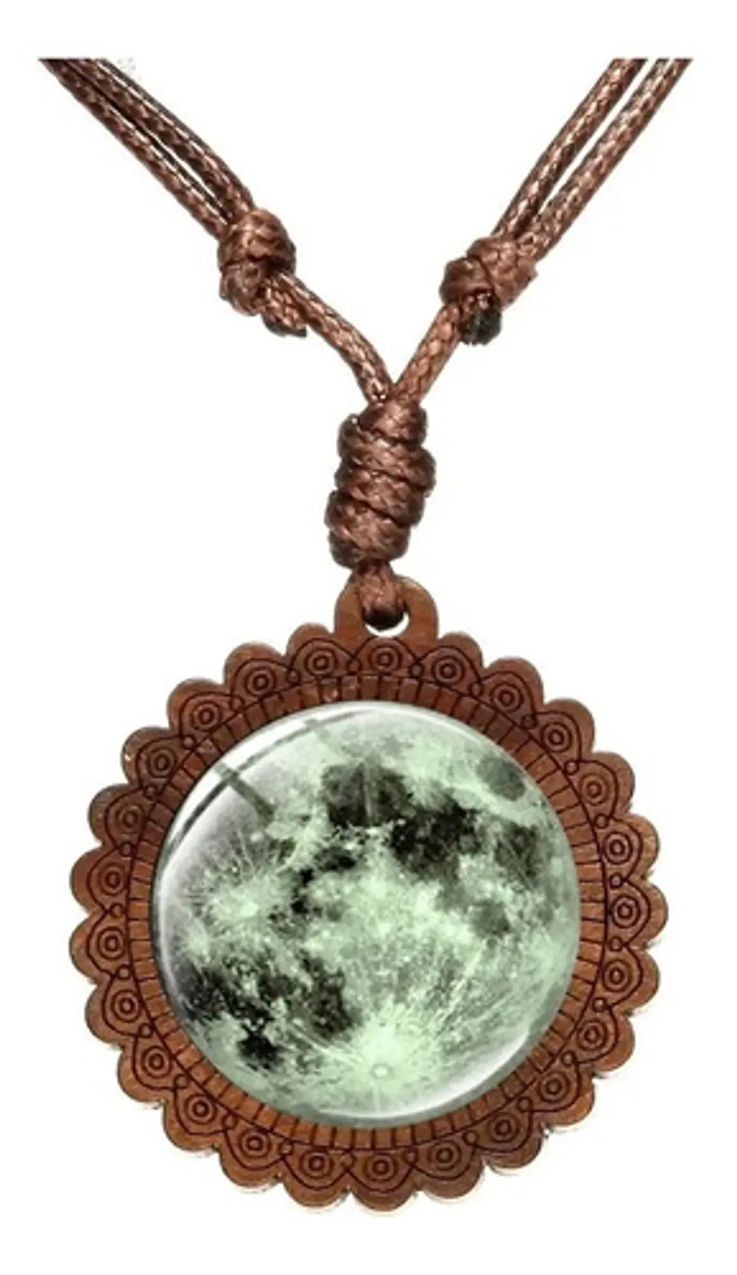 Collar Madera Cristal Cristal Luna Artesanal Hombre Y Mujer 4