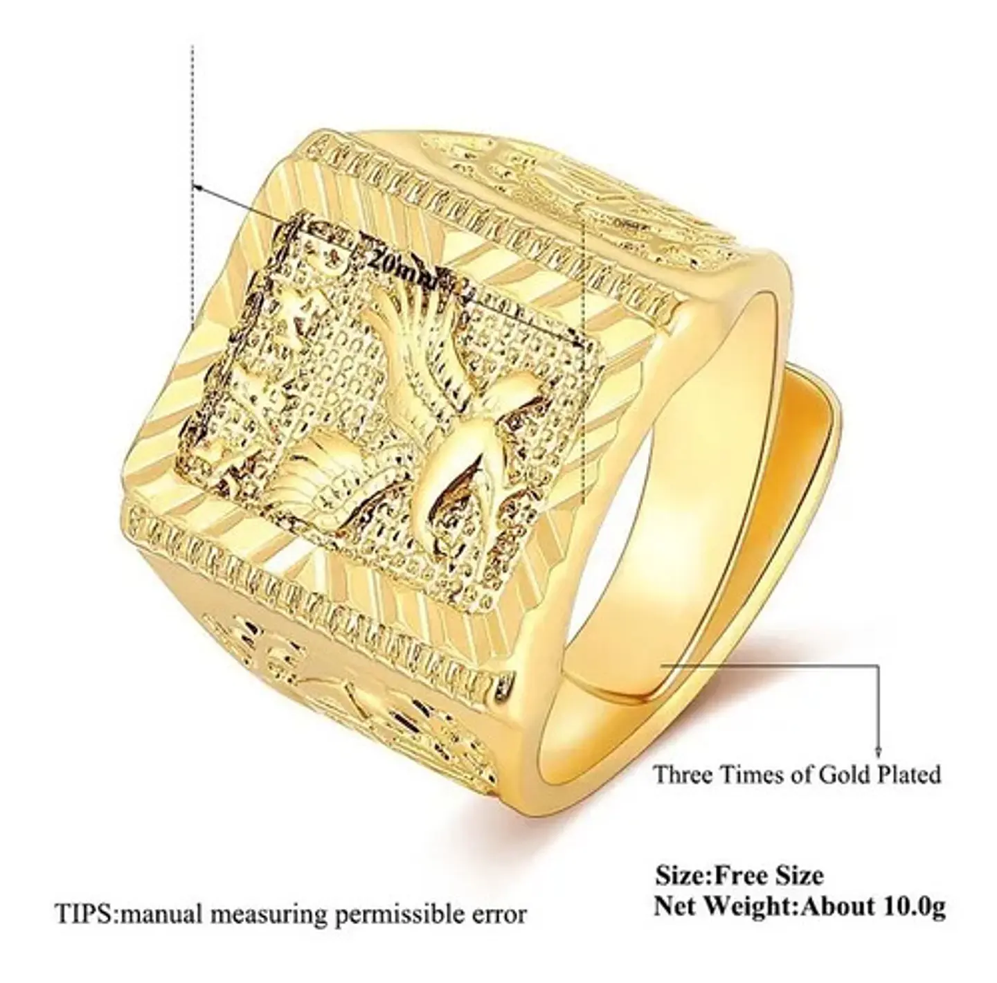 Anillo Ajustable Color Oro Hip Hop Aguila Para Hombre Mujer 3