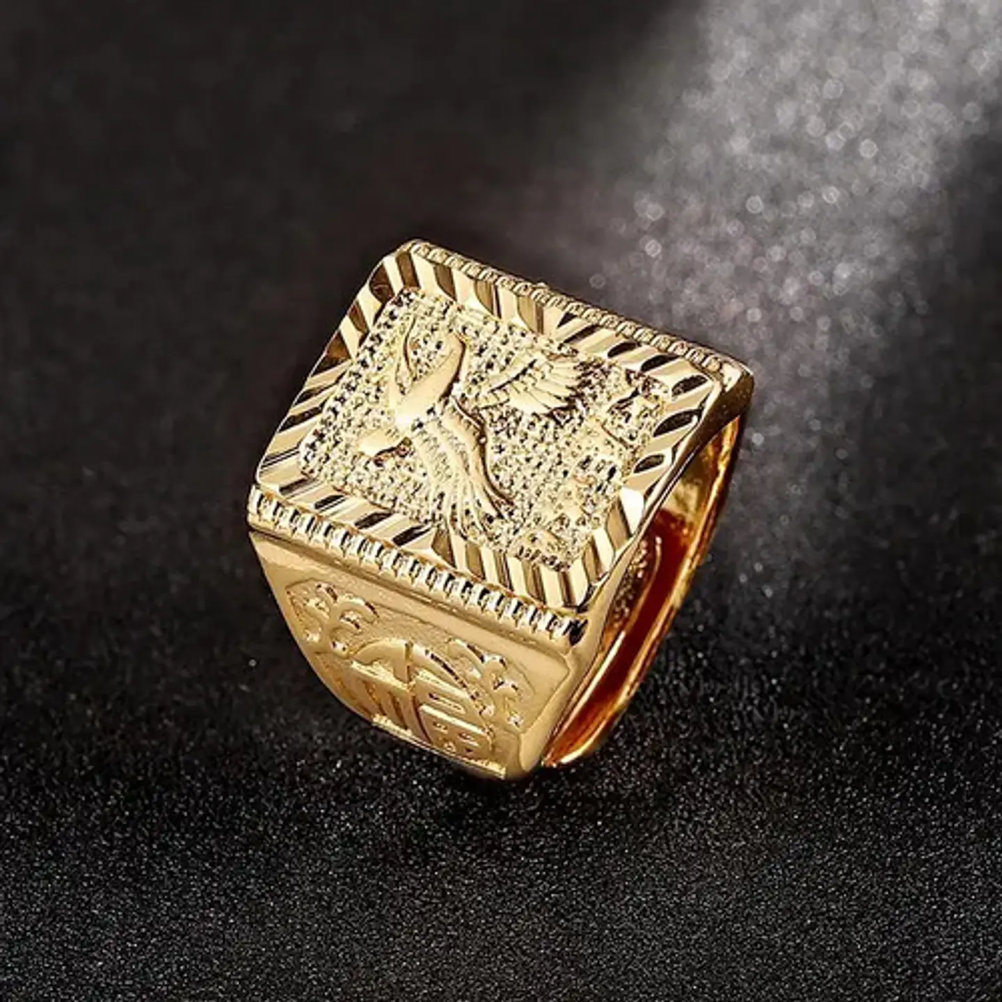 Anillo Ajustable Color Oro Hip Hop Aguila Para Hombre Mujer 5