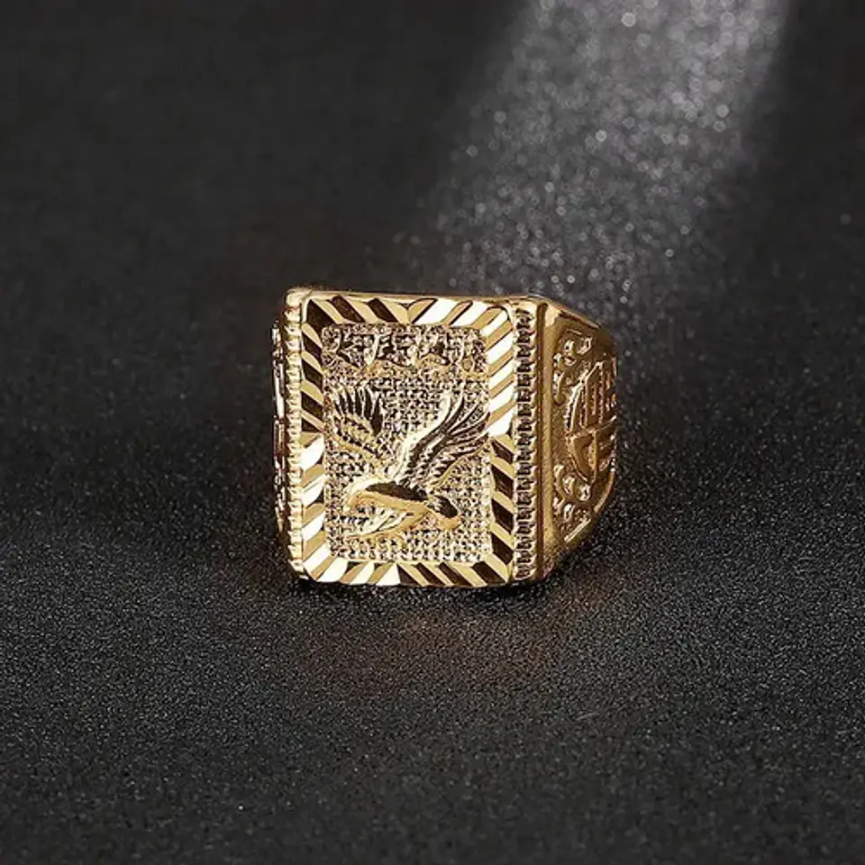 Anillo Ajustable Color Oro Hip Hop Aguila Para Hombre Mujer 6