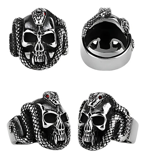 Anillo Cráneo Calavera Color Plata Acero Inoxidable Hombre
