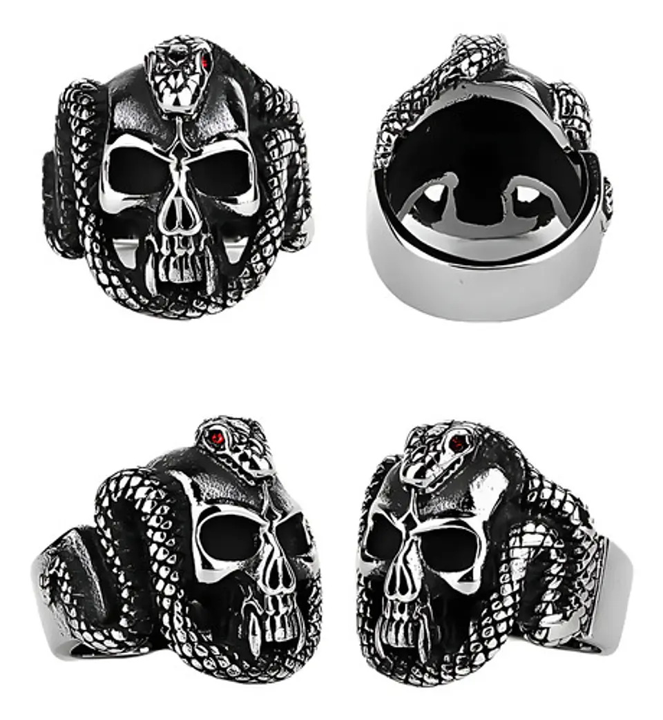 Anillo Cráneo Calavera Color Plata Acero Inoxidable Hombre 2