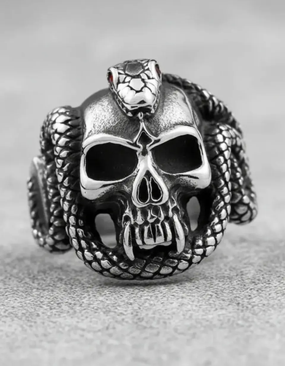 Anillo Cráneo Calavera Color Plata Acero Inoxidable Hombre 4