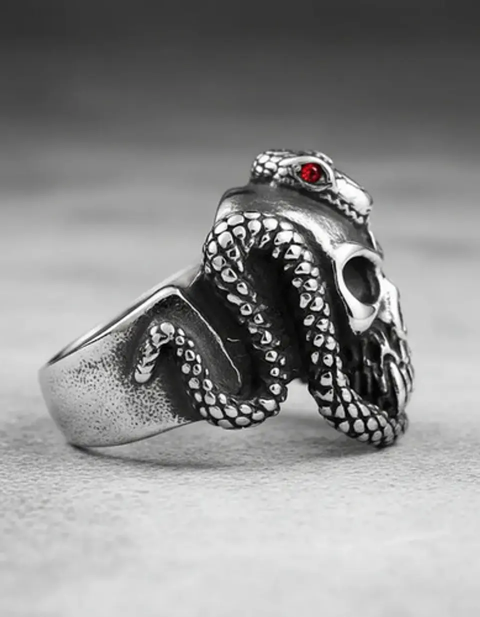 Anillo Cráneo Calavera Color Plata Acero Inoxidable Hombre 5