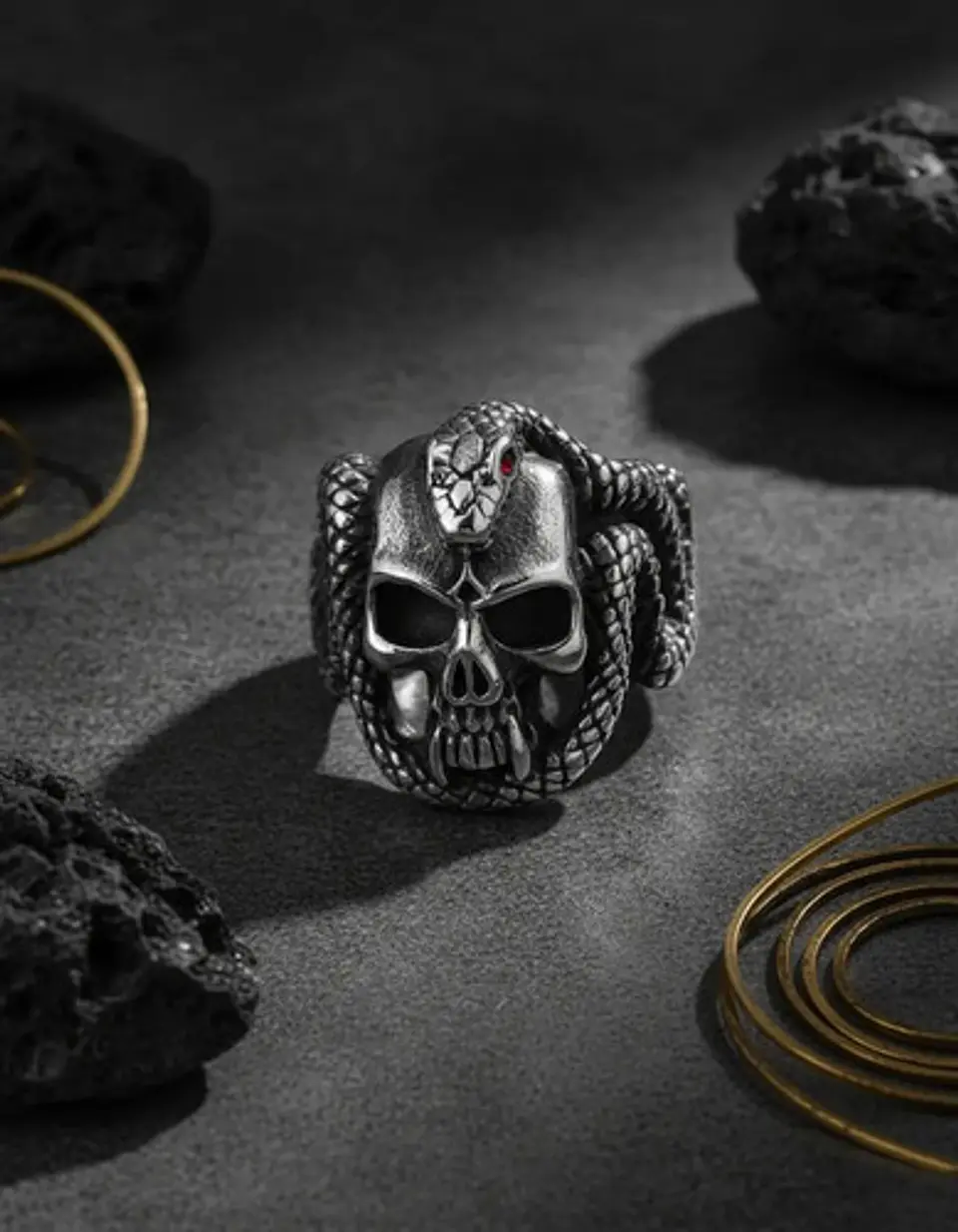 Anillo Cráneo Calavera Color Plata Acero Inoxidable Hombre 7