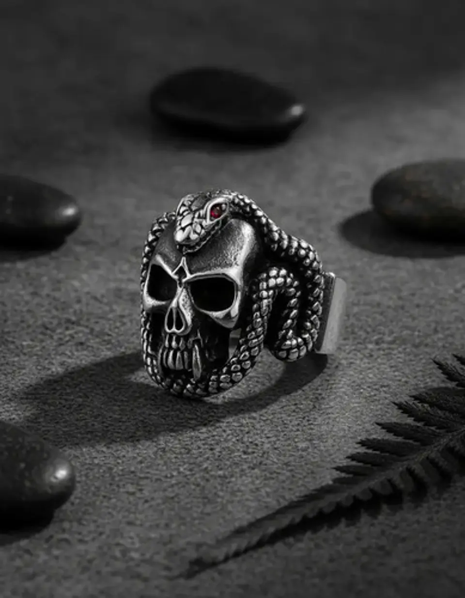 Anillo Cráneo Calavera Color Plata Acero Inoxidable Hombre 8