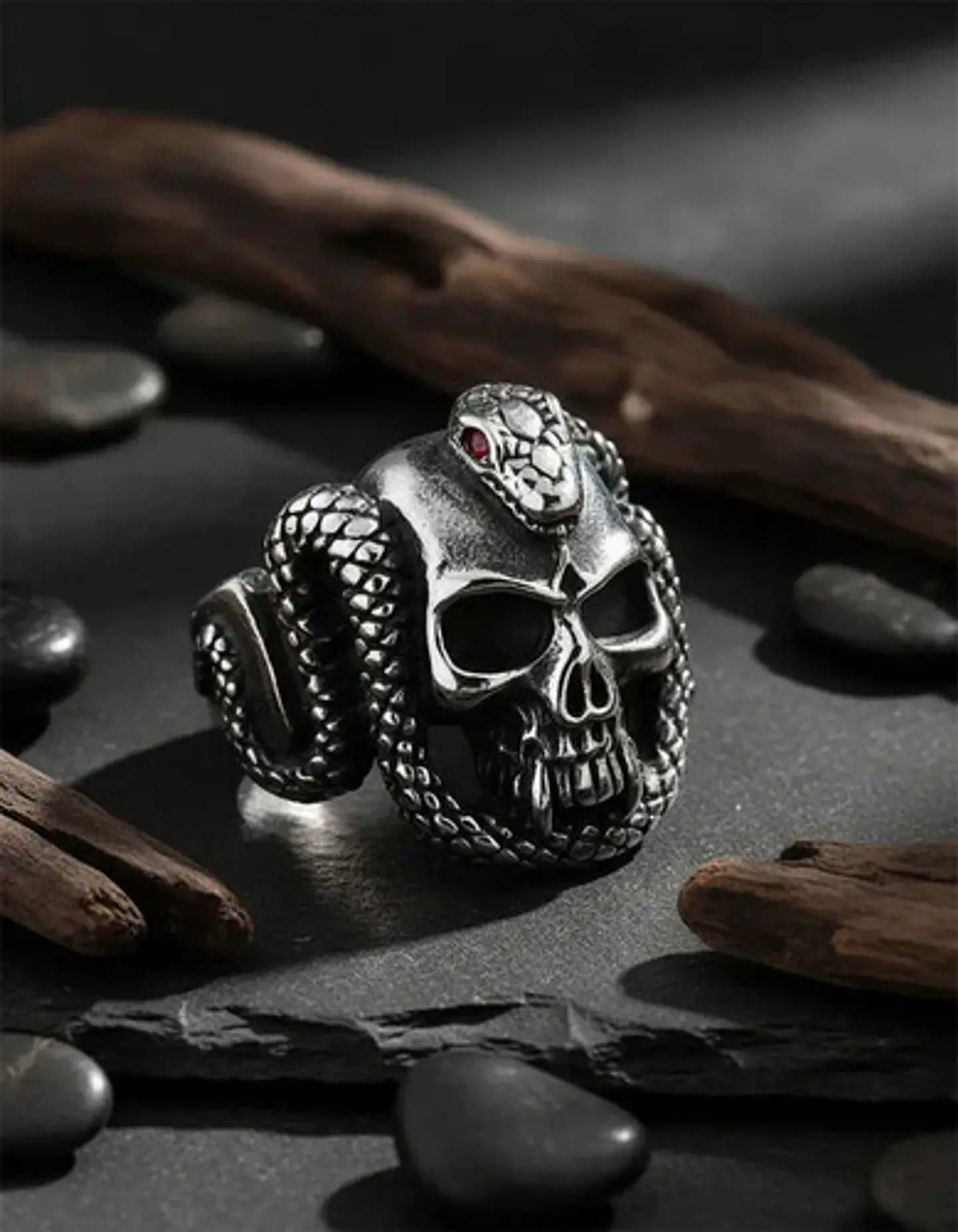 Anillo Cráneo Calavera Color Plata Acero Inoxidable Hombre 9