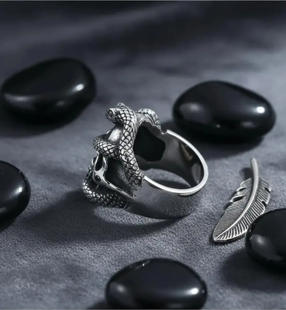 Anillo Cráneo Calavera Color Plata Acero Inoxidable Hombre 10
