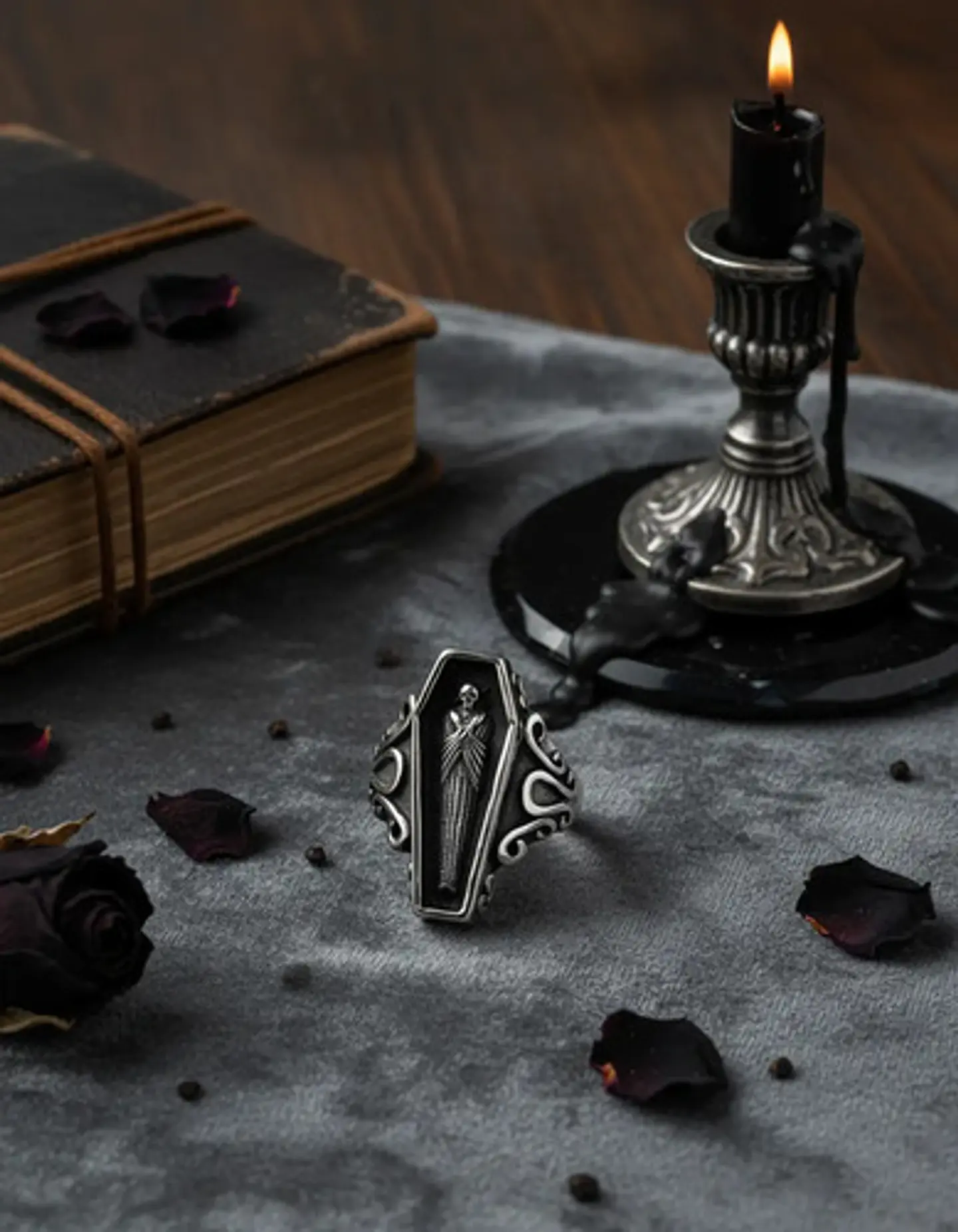 Anillo Ataul Vampiro Cráneo Plata Acero Inoxidable Hombre 11