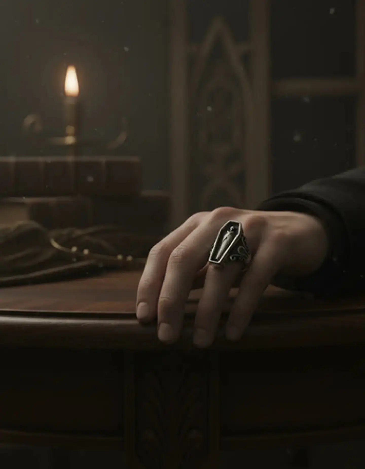 Anillo Ataul Vampiro Cráneo Plata Acero Inoxidable Hombre 16