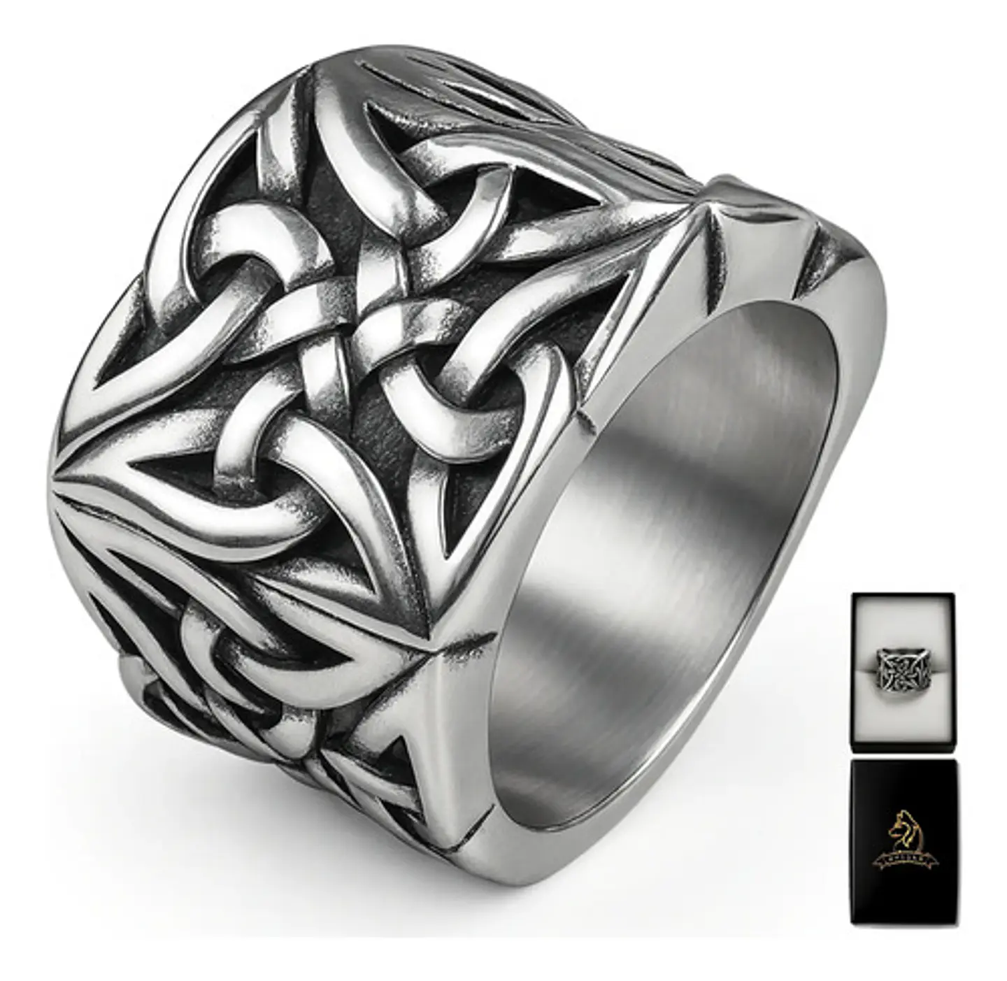 Anillo Color Plata Vikingo Nórdico Acero Inoxidable Hombre 1