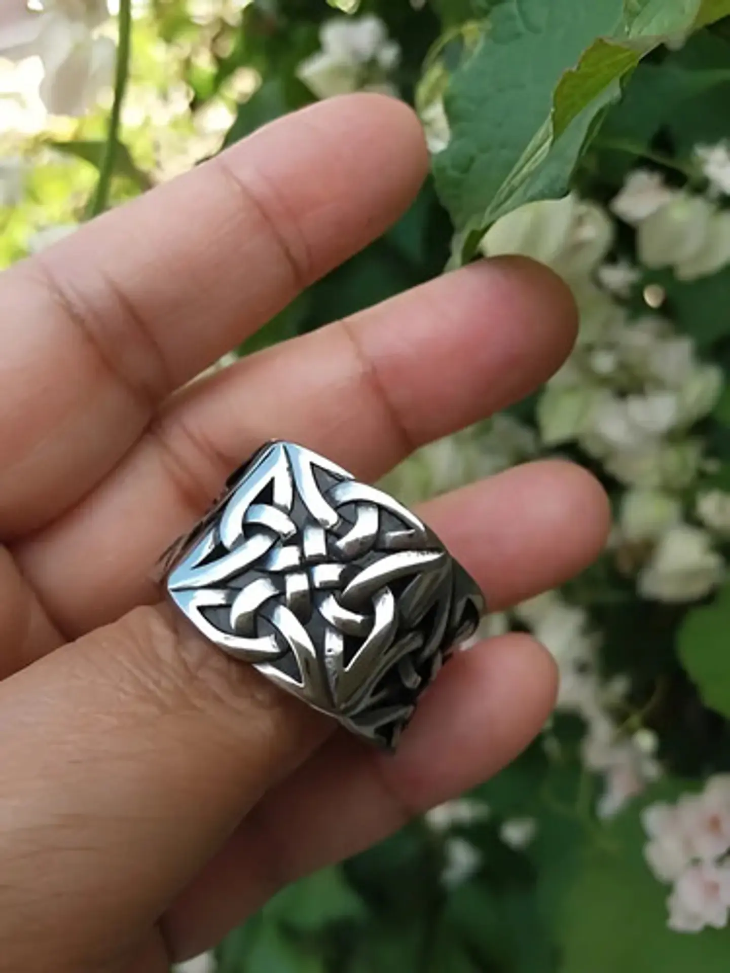 Anillo Color Plata Vikingo Nórdico Acero Inoxidable Hombre 2