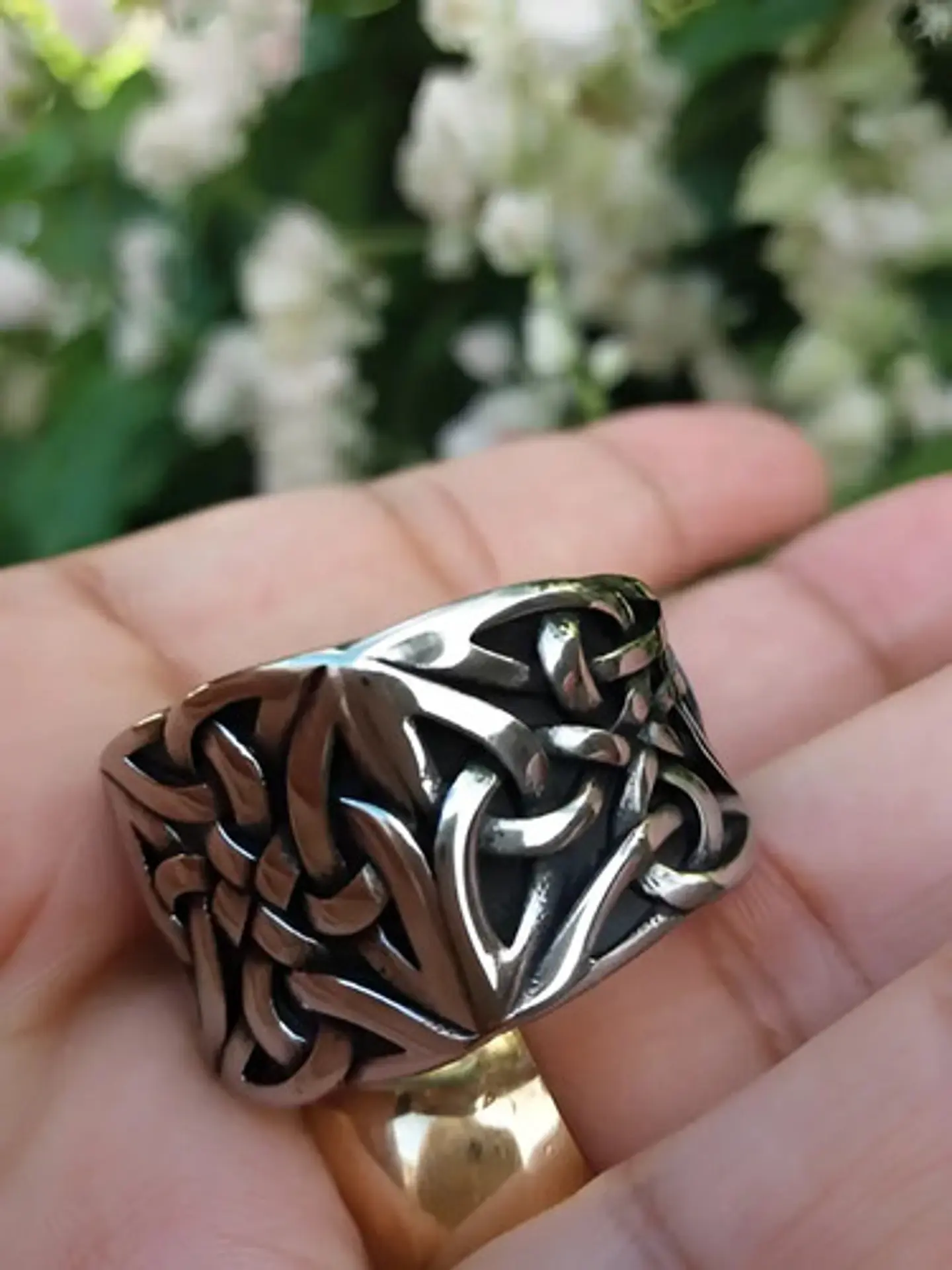 Anillo Color Plata Vikingo Nórdico Acero Inoxidable Hombre 5