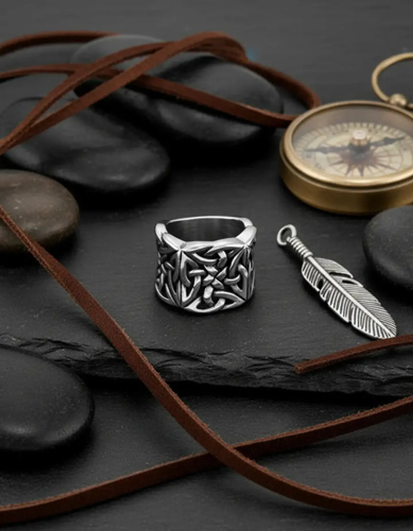 Anillo Color Plata Vikingo Nórdico Acero Inoxidable Hombre 7