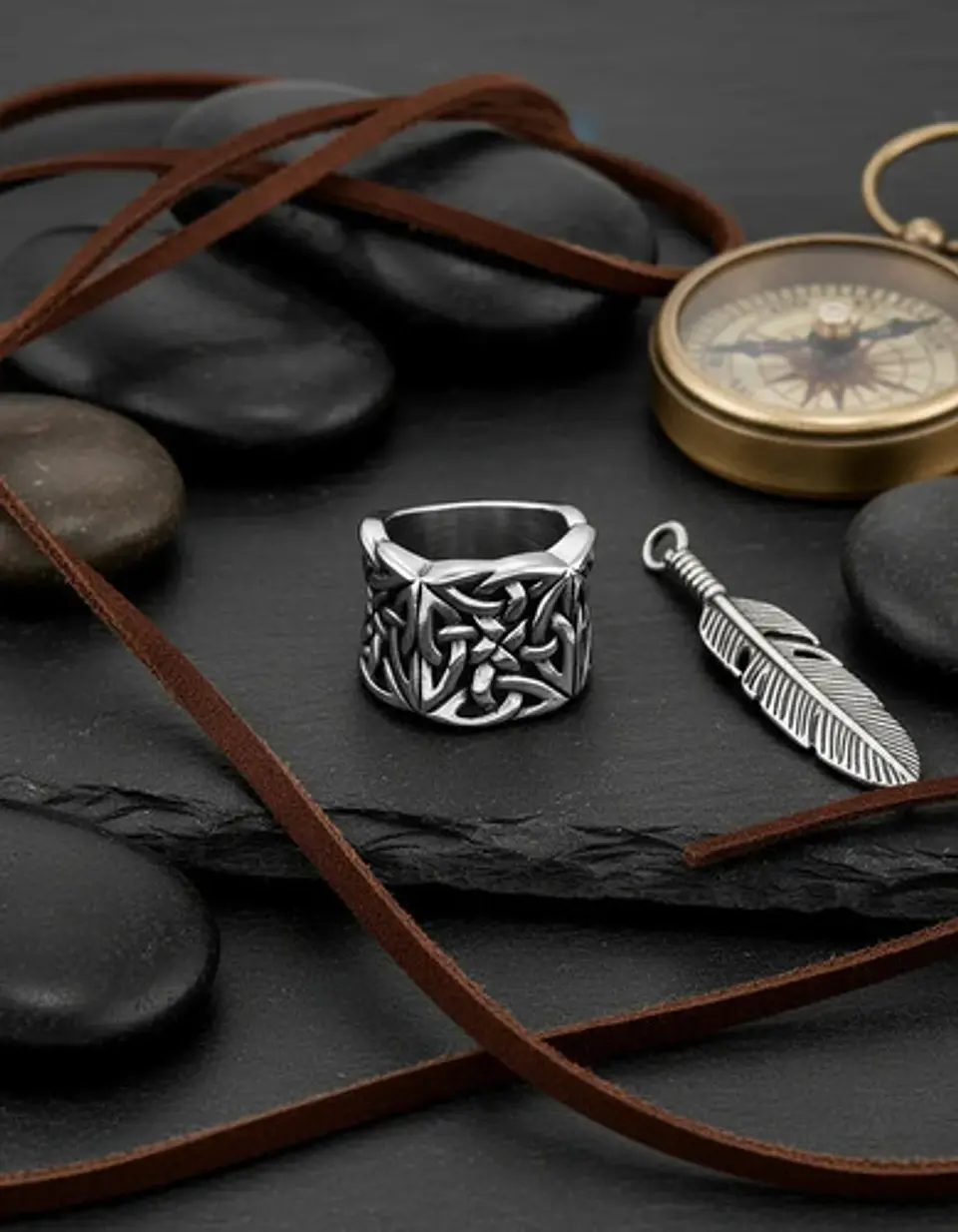 Anillo Color Plata Vikingo Nórdico Acero Inoxidable Hombre 7