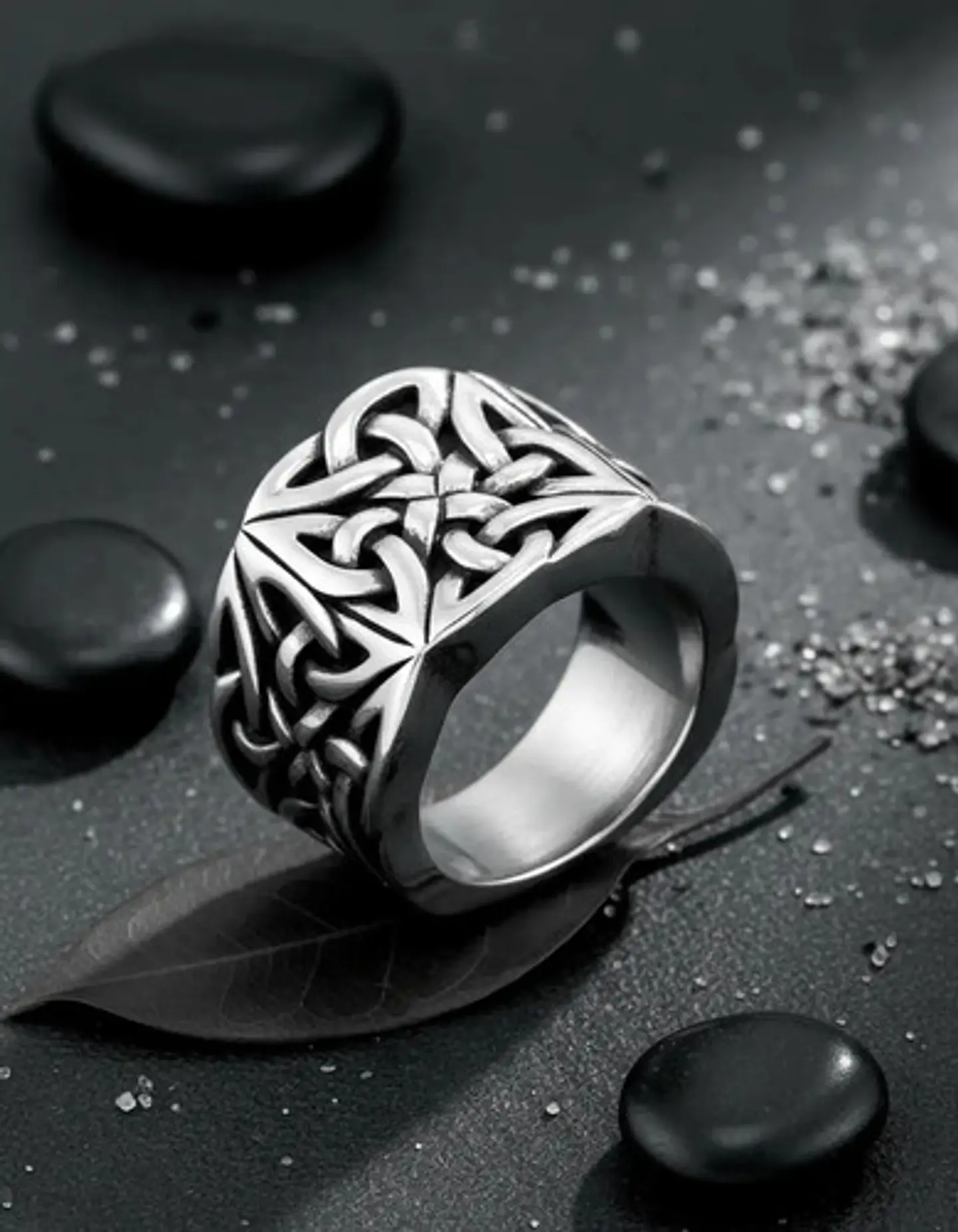 Anillo Color Plata Vikingo Nórdico Acero Inoxidable Hombre 8