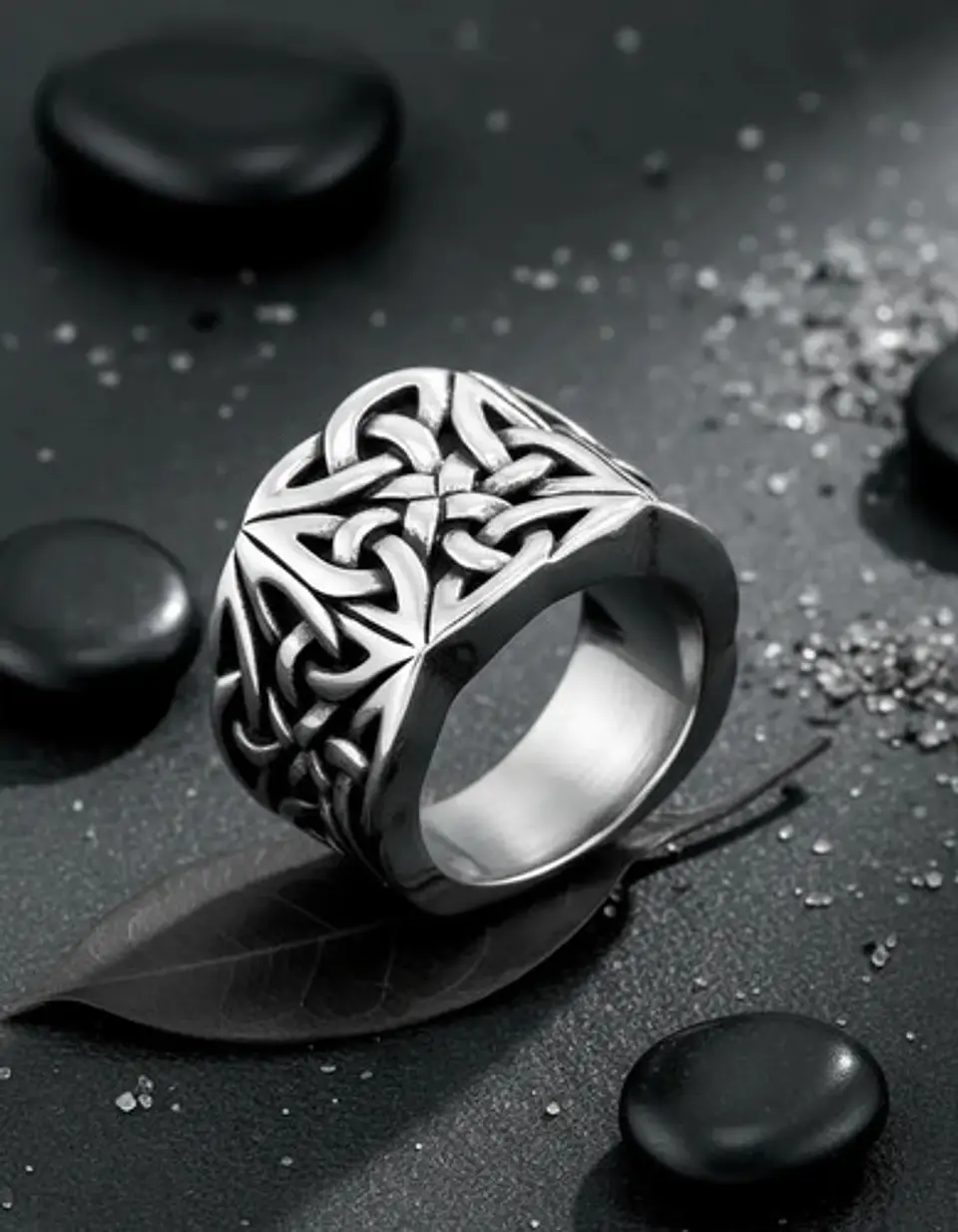 Anillo Color Plata Vikingo Nórdico Acero Inoxidable Hombre 8
