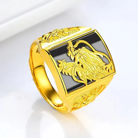 Anillo Ajustable Color Oro Hip Hop Dragón Para Hombre Mujer