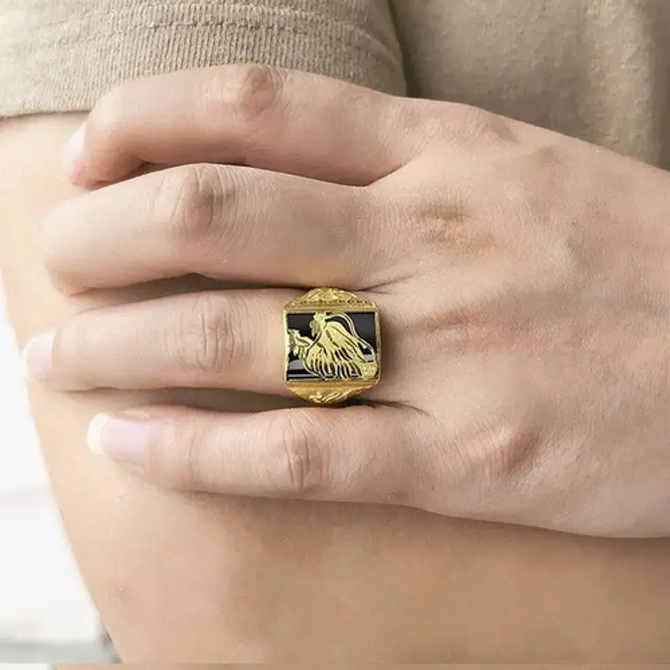 Anillo Ajustable Color Oro Hip Hop Dragón Para Hombre Mujer 3