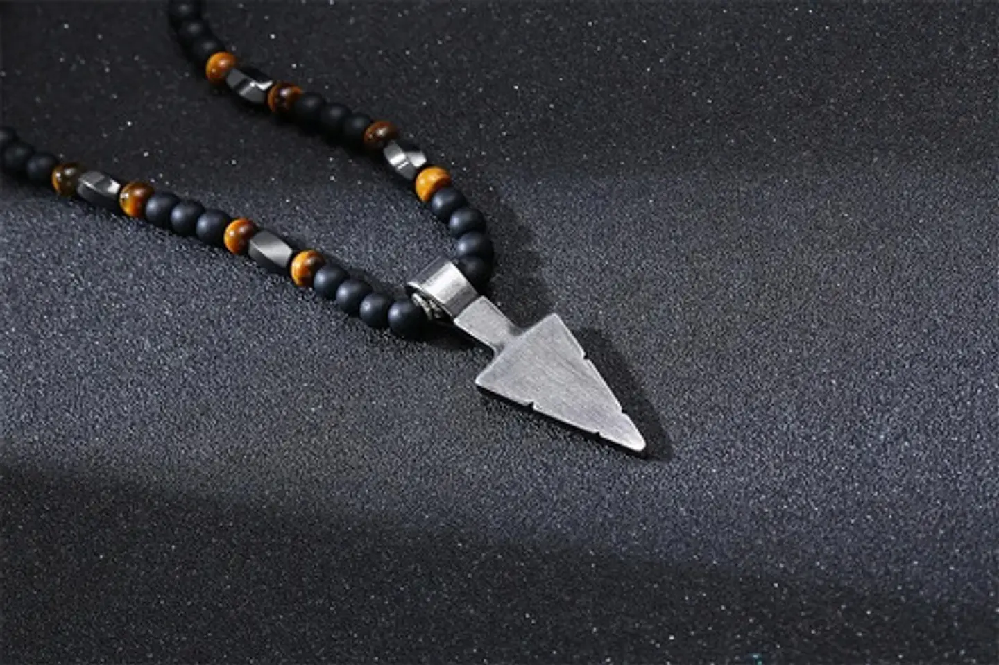 Collar Piedras Ojo De Tigre Hematitas Magnética Para Hombre 5