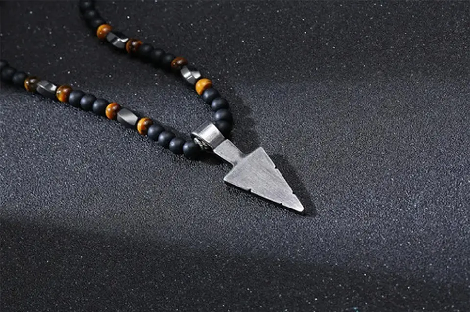 Collar Piedras Ojo De Tigre Hematitas Magnética Para Hombre 5