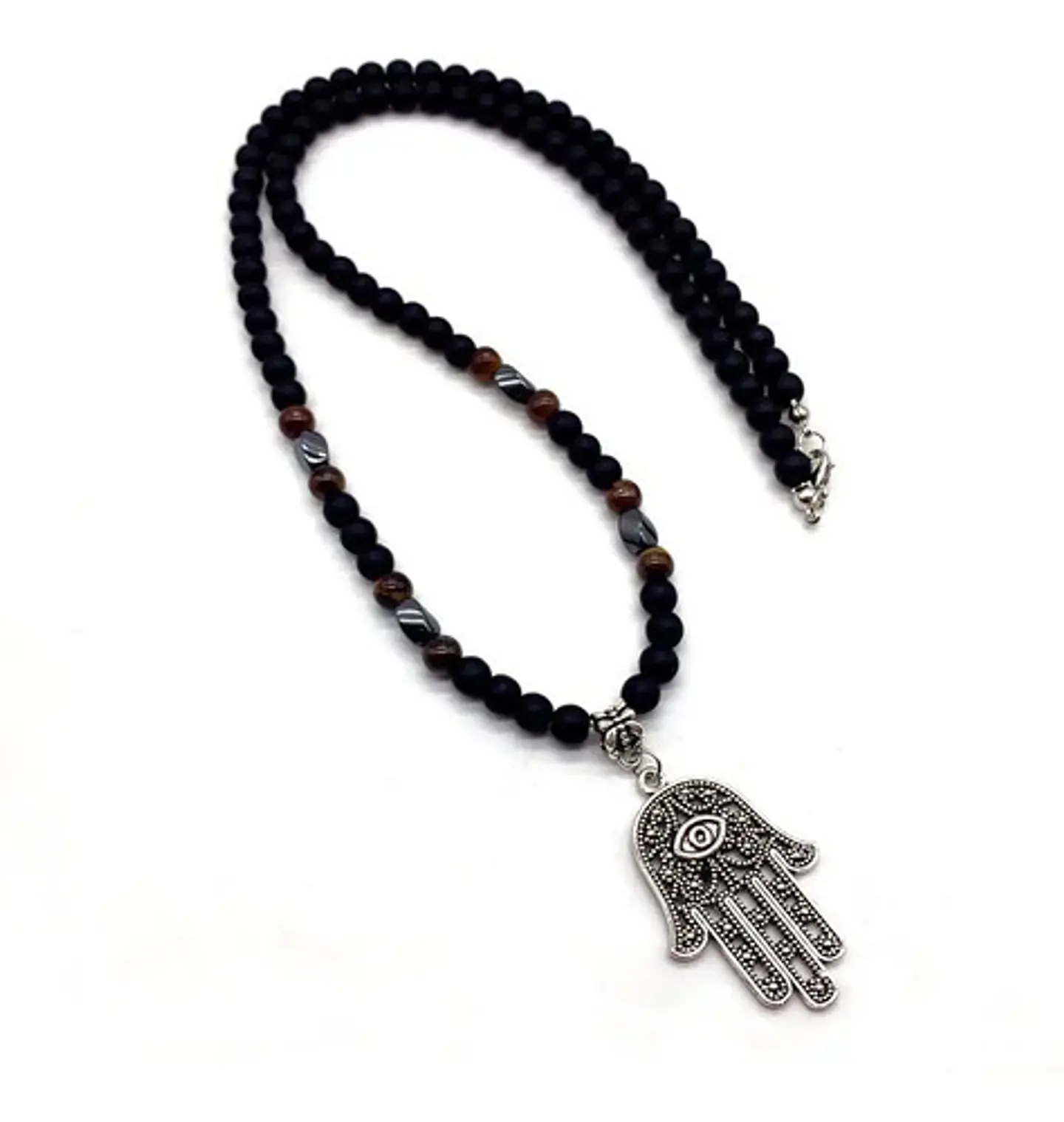 Collar Piedras Ojo De Tigre Hematitas Magnética Para Hombre 6