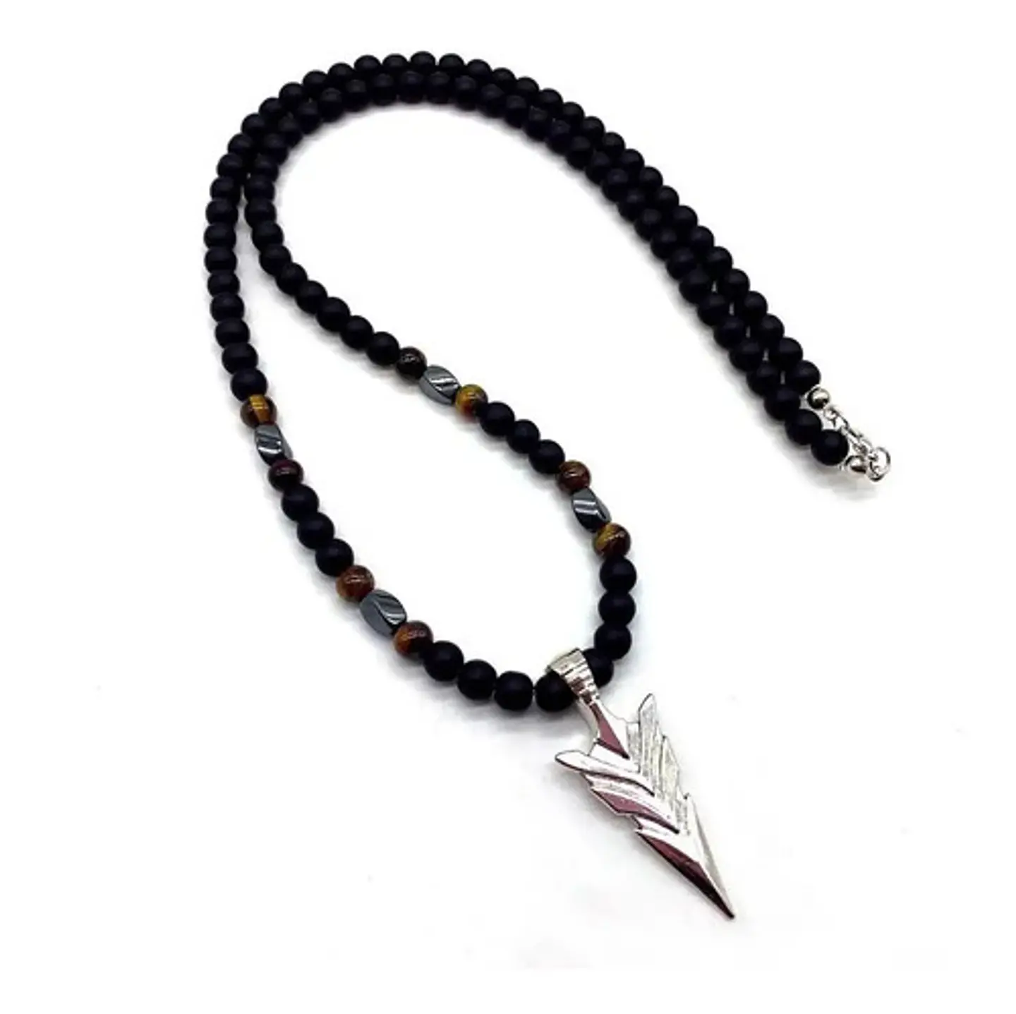 Collar Piedras Ojo De Tigre Hematitas Magnética Para Hombre 7
