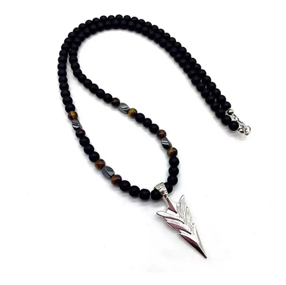 Collar Piedras Ojo De Tigre Hematitas Magnética Para Hombre 7
