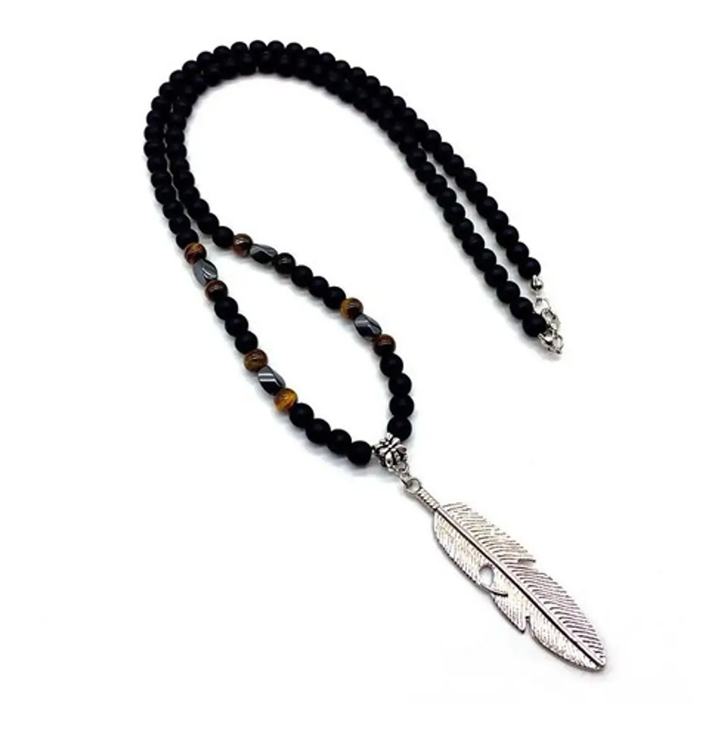Collar Piedras Ojo De Tigre Hematitas Magnética Para Hombre 9